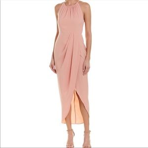 Shona Joy Draped Halter Tulip Gown Dusty Pink